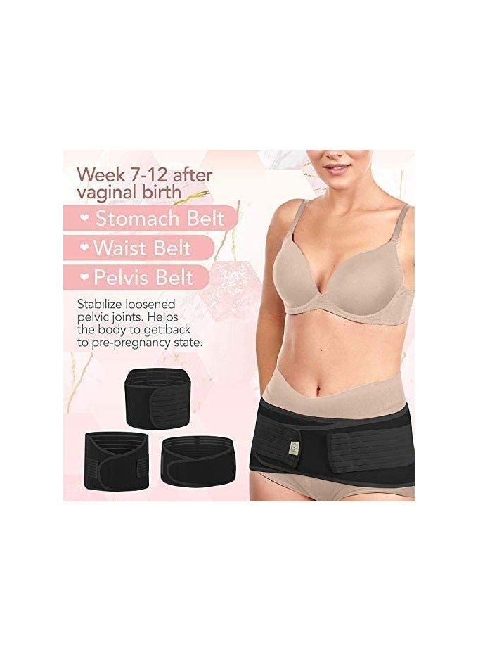 3 in 1 Postpartum Girdle Support Recovery Belly Band Corset, Wrap Body Shaper for After Birth Postnatal C-Section Waist Pelvis Shapewear Wrap Girdle Support Band Belt Body Shaper (Black-Size L) - Image 2