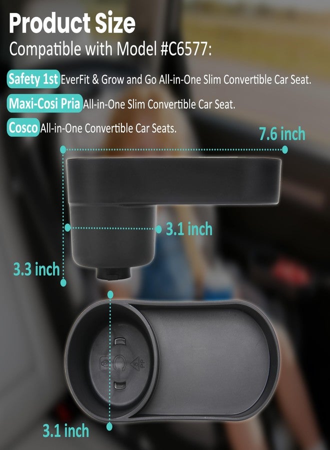 Viotiin 2PCS Child Car Seat Snack Tray/Cup Holder for Safety 1st EverFit & Grow and Go | Maxi-COSI Pria | Cosco All-in-One Car Seat, Car Seat Cup Holder Accessory, Dishwasher Safe, Black(Model #C6577) - Image 2