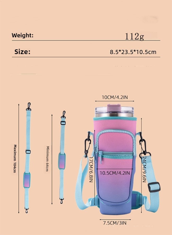 Haidue Water Bottle Carrier Bag With Phone Pocket For  40oz Tumbler Water Bottle Holder Pouch With Adjustable Shoulder Strap And Carabiner  Cup Accessories For Hiking Travelling Camping（No Cup）  - Image 4