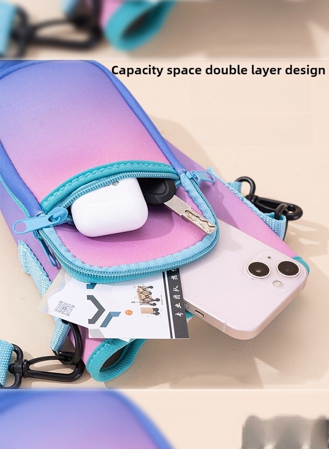 Haidue Water Bottle Carrier Bag With Phone Pocket For  40oz Tumbler Water Bottle Holder Pouch With Adjustable Shoulder Strap And Carabiner  Cup Accessories For Hiking Travelling Camping（No Cup）  - Image 2