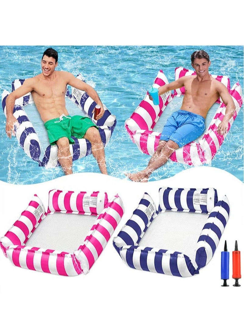 Topyich 2 Packs Pool Floats, 4-in-1 Pool Float Bed with Air Pumps, Multi-Purpose, Adult  Huge Size Water Hammock for Swimming Pools Purposes(Blue,Pink) - Image 2