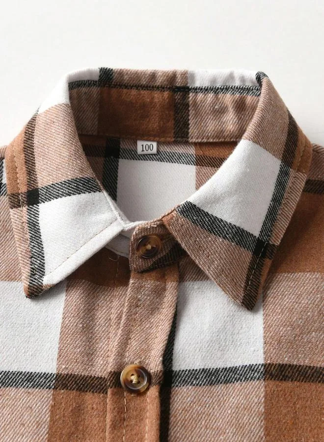 Take Two  Boys Brown Checked Button Front Shirt for Men | Best Price UAE