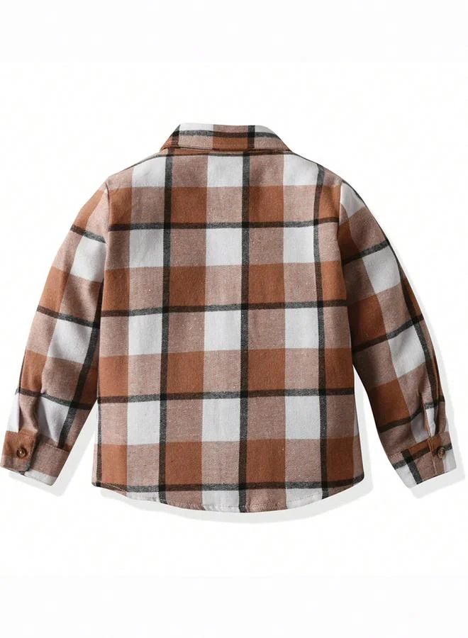 Take Two Take Two Boys Brown Checked Button Front Shirt