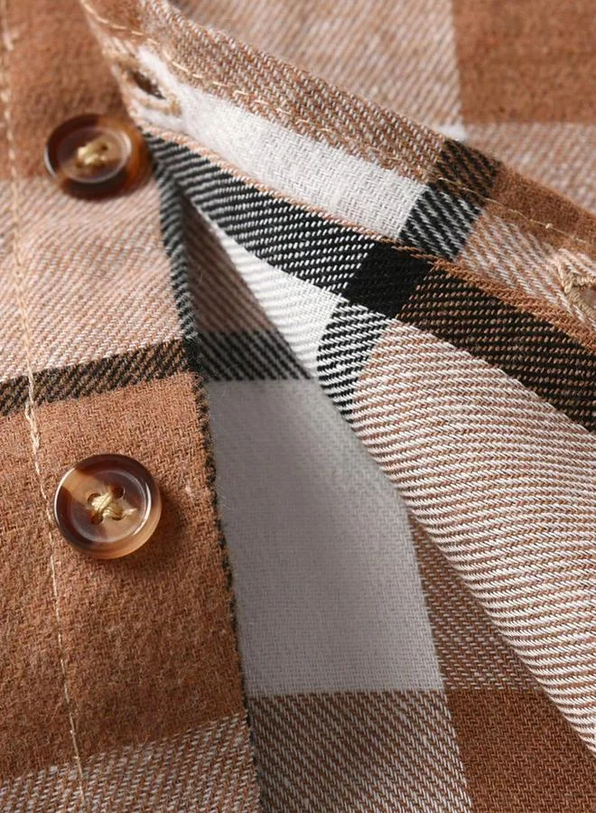 Take Two  Boys Brown Checked Button Front Shirt for Men | Best Price UAE