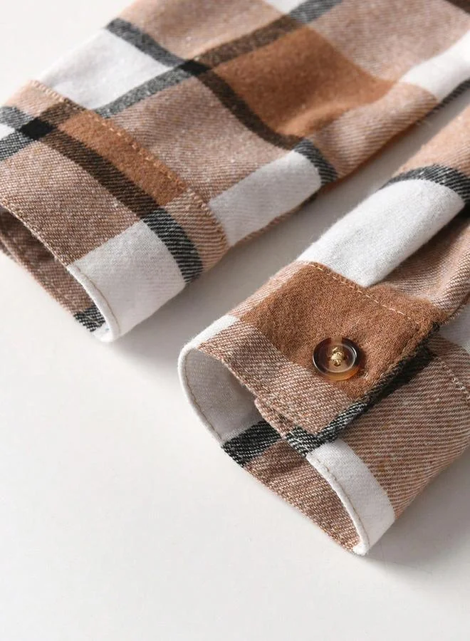 Take Two  Boys Brown Checked Button Front Shirt for Men | Best Price UAE