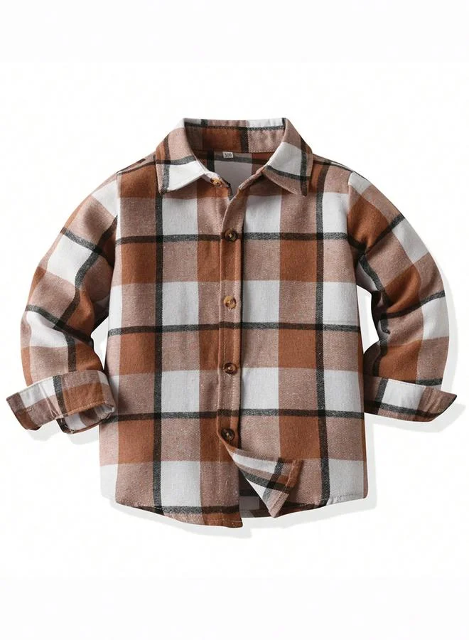 Take Two Take Two Boys Brown Checked Button Front Shirt