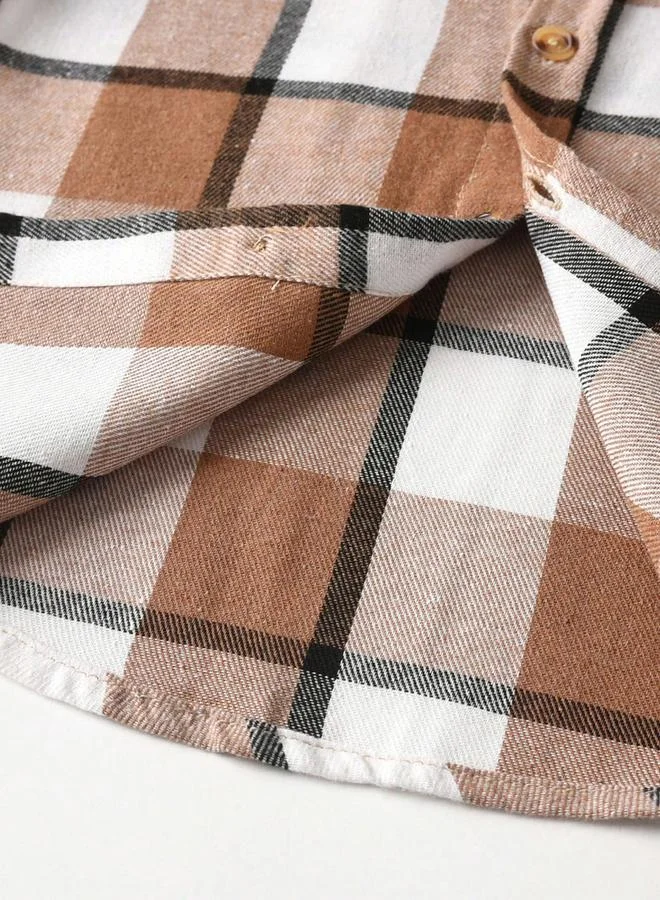 Take Two  Boys Brown Checked Button Front Shirt for Men | Best Price UAE