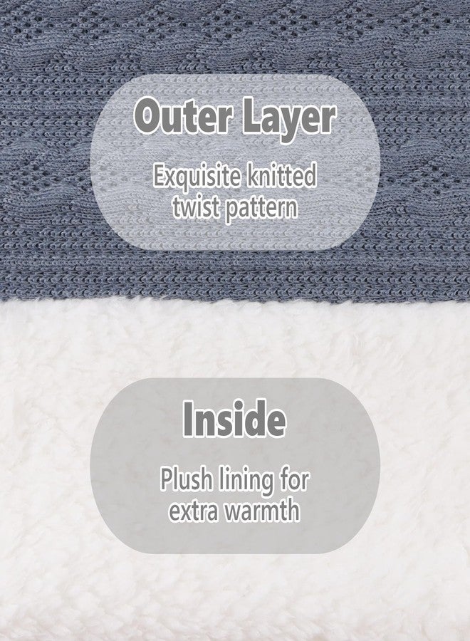 OMUKY Unisex Winter Knit Warm Scarves Thick Fleece Scarf Cold Weather Soft Neck Warmer for Women Men(Adult Blue) - Image 4