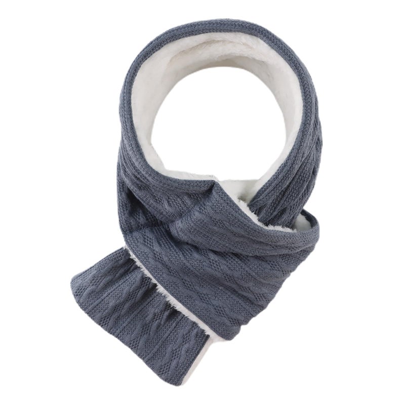 OMUKY Unisex Winter Knit Warm Scarves Thick Fleece Scarf Cold Weather Soft Neck Warmer for Women Men(Adult Blue) - Image 1