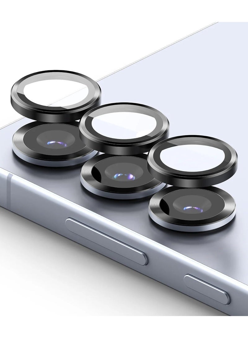 Samsung Galaxy S25 Plus Camera Lens Protector Installation Tray 9H Tempered Glass Camera Cover Screen Protector Metal Individual Ring for Samsung Galaxy S25 Plus Black - Image 1