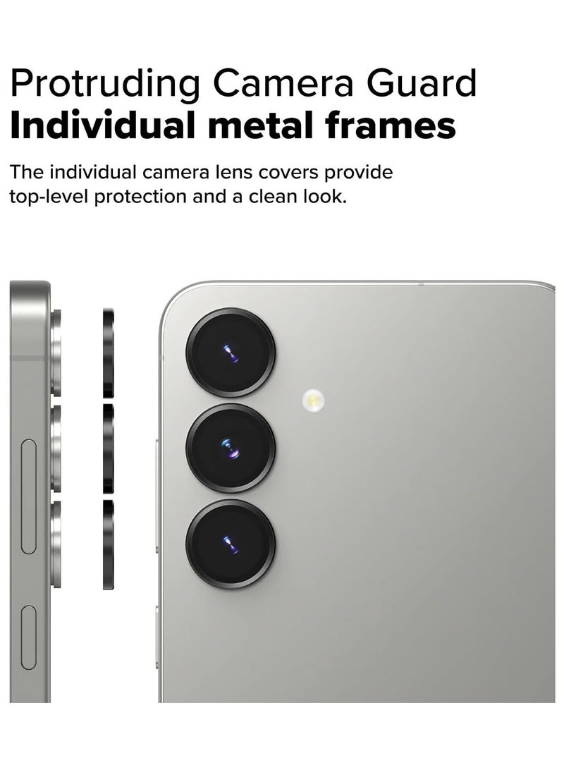Samsung Galaxy S25 Plus Camera Lens Protector Installation Tray 9H Tempered Glass Camera Cover Screen Protector Metal Individual Ring for Samsung Galaxy S25 Plus Black - Image 2