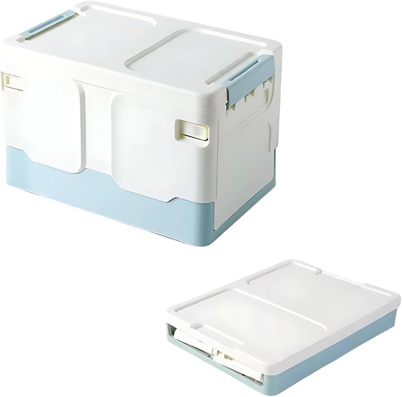 Stackable Bins with Lids Small Parts Organizer Foldable Waterproof Storage Box plastic Clothes and Tool Storage Large Easy Storage Boxes Camping Garden Outdoor Open (blue sky, Small) - Image 1