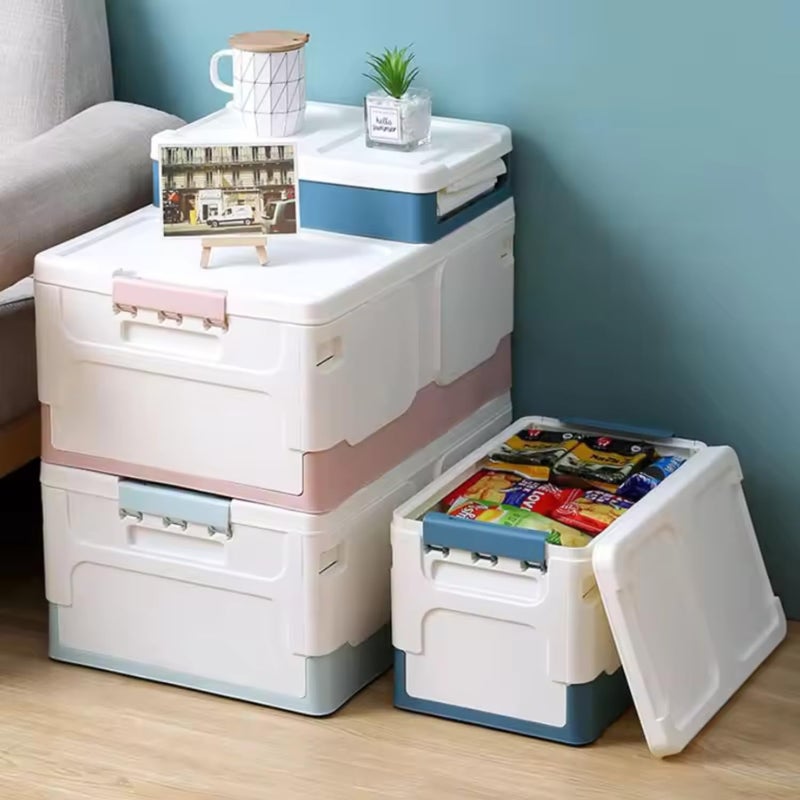 Stackable Bins with Lids Small Parts Organizer Foldable Waterproof Storage Box plastic Clothes and Tool Storage Large Easy Storage Boxes Camping Garden Outdoor Open (blue sky, Small) - Image 5