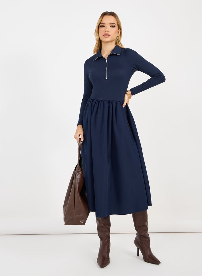 Styli Navy Midi Dress - Image 4