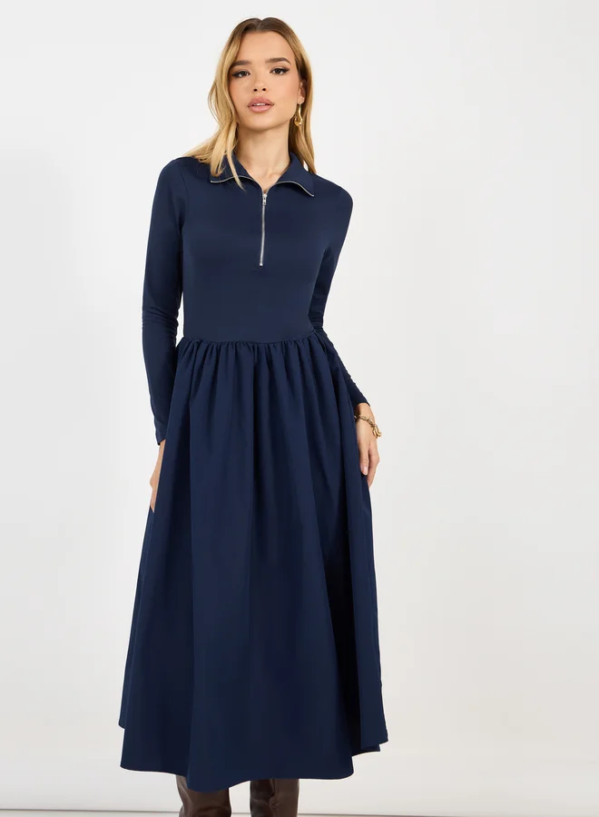 Styli Navy Midi Dress