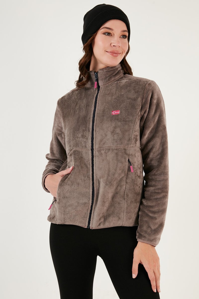 Lela Slim Fit Anti-Pilling Non-Pilling Soft Textured Zippered Fleece Cardigan Women's Cardigan 5907017 - Image 1