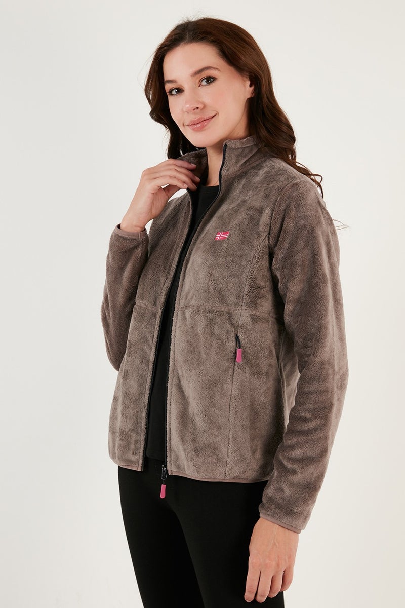 Lela Slim Fit Anti-Pilling Non-Pilling Soft Textured Zippered Fleece Cardigan Women's Cardigan 5907017 - Image 3