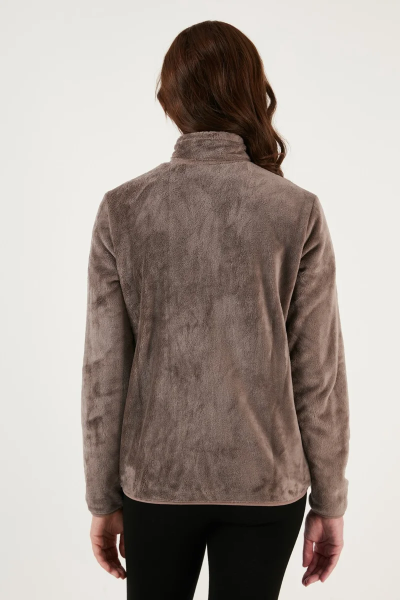 Lela Slim Fit Anti-Pilling Non-Pilling Soft Textured Zippered Fleece Cardigan Women's Cardigan 5907017