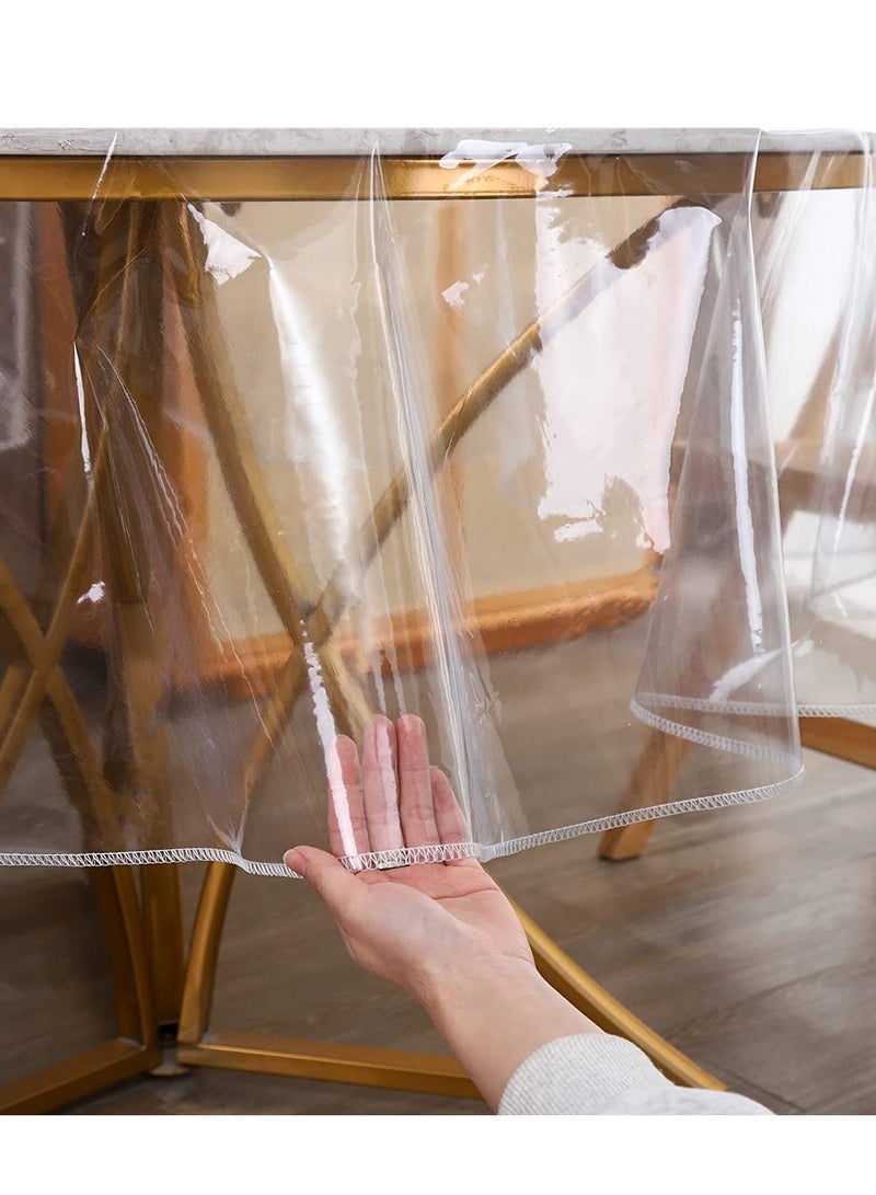 SYOSI Rectangle Vinyl Tablecloth,100% Waterproof Heavy Duty Oil Spill Proof Stain Resistant Plastic PU Table Cover with Flannel Backing for KitchenDiningParties - Image 2