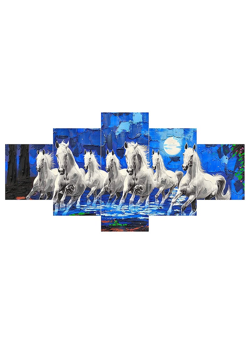 Perpetual perpetual VastuFriendly 7 Horses Wall Painting with Frame Stunning Canvas Art for Living Room Bedroom Office Home Decor  - Image 3