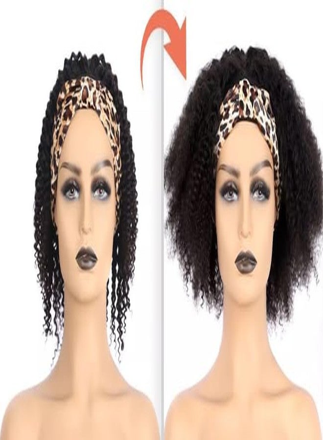 XSY Headband Wig Human Hair Kinky Curly 99J Burgundy Headband Wigs for Black Women Deep Curly Human Hair Wigs None Lace Front Wig 150% Density 16 Inch - Image 5