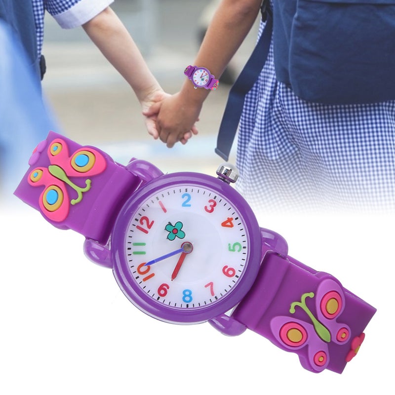 Waterproof Kid Cartoon Watch Cute Exquisite Pattern Children Wrist Watch GiftPurple - Image 4