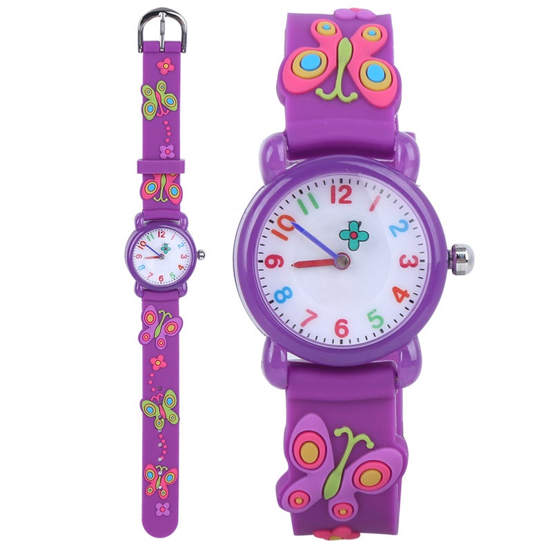 Waterproof Kid Cartoon Watch Cute Exquisite Pattern Children Wrist Watch GiftPurple - Image 1