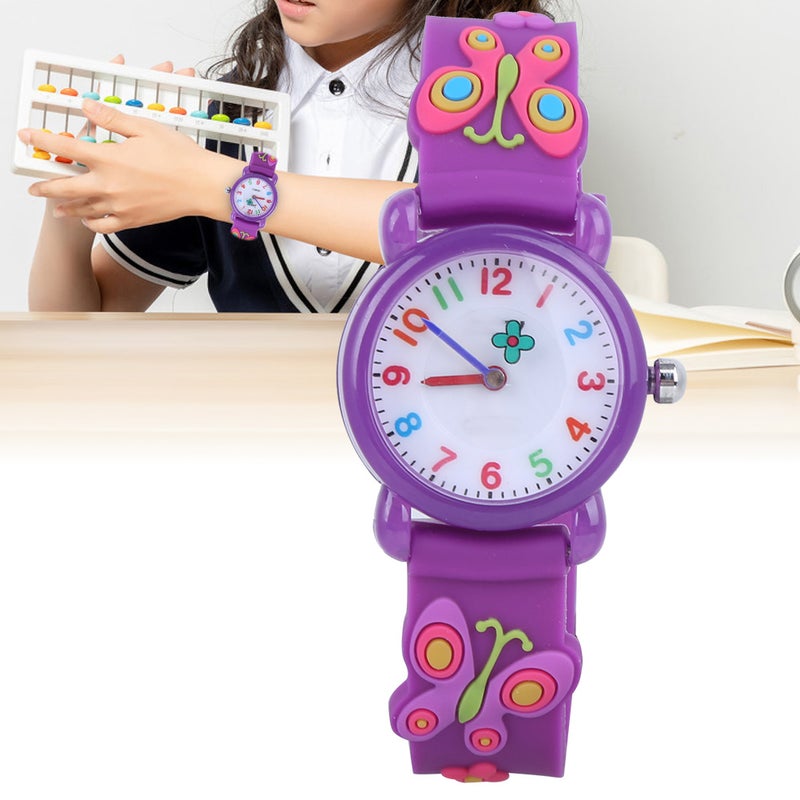 Waterproof Kid Cartoon Watch Cute Exquisite Pattern Children Wrist Watch GiftPurple - Image 5