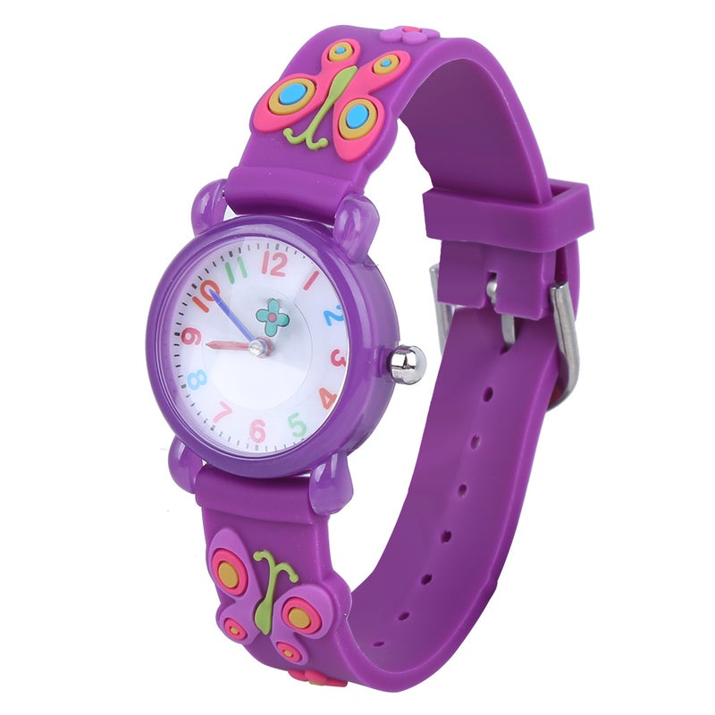 Waterproof Kid Cartoon Watch Cute Exquisite Pattern Children Wrist Watch GiftPurple - Image 2