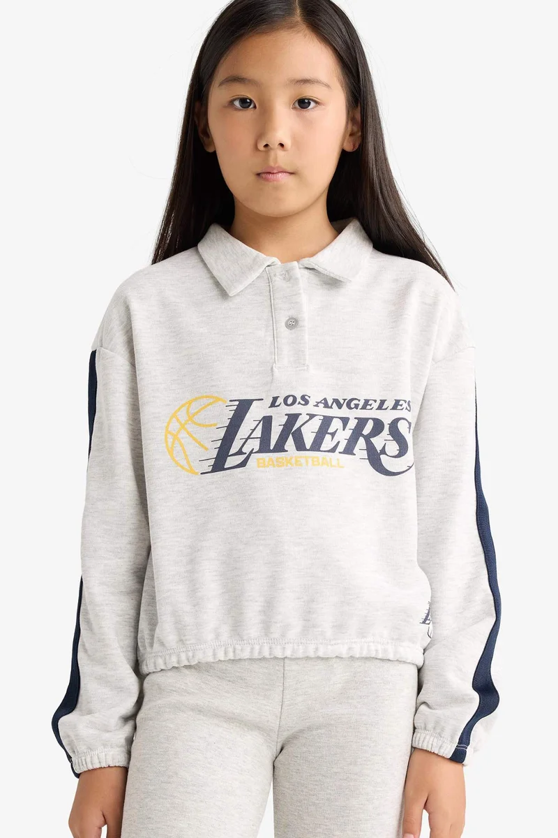 DeFacto Girl NBA Los Angeles Lakers Relax Fit Polo Sweatshirt