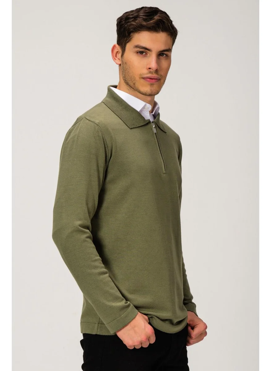 الكسندر جاردي Polo Collar Zippered Knitwear Sweater (E21-PLYK00)