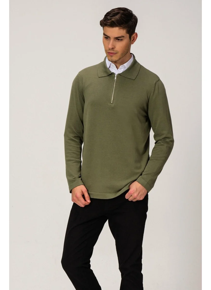 الكسندر جاردي Polo Collar Zippered Knitwear Sweater (E21-PLYK00)