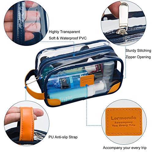 Lermende Clear Toiletry Bag for Traveling, Large Toiletry Bag for Men. Hanging Dopp Kit/Travel kit/Clear Mens Bag/Unisex Bathroom Travel Bag for Mens(Blue) - Image 3
