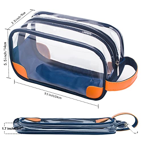 Lermende Clear Toiletry Bag for Traveling, Large Toiletry Bag for Men. Hanging Dopp Kit/Travel kit/Clear Mens Bag/Unisex Bathroom Travel Bag for Mens(Blue) - Image 2