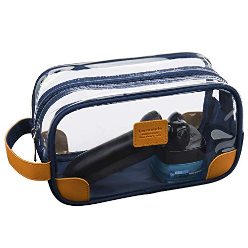Lermende Clear Toiletry Bag for Traveling, Large Toiletry Bag for Men. Hanging Dopp Kit/Travel kit/Clear Mens Bag/Unisex Bathroom Travel Bag for Mens(Blue) - Image 1