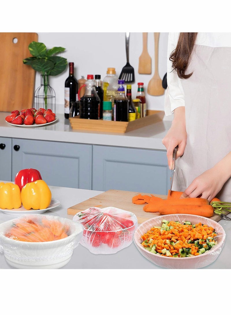 KASTWAVE 200 Reusable Elastic Food Storage Covers, Plastic Bowl Covers with Elastic Edging, Stretchable Plastic Food Wraps, Elastic Covers for Storage Containers  - Image 4