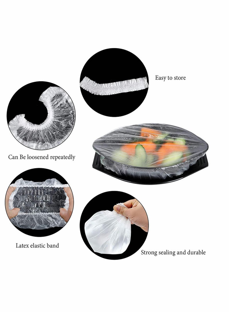 KASTWAVE 200 Reusable Elastic Food Storage Covers, Plastic Bowl Covers with Elastic Edging, Stretchable Plastic Food Wraps, Elastic Covers for Storage Containers  - Image 2