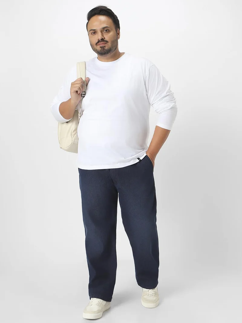 Urbano Fashion  Urbano Plus Men's Dark Blue Regular Fit Washed Jeans Stretchable  | Best Price UAE