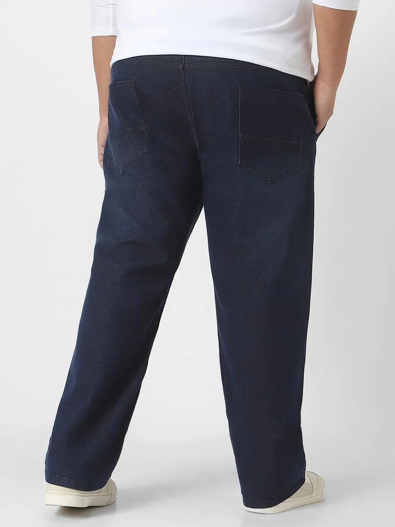 Urbano Fashion  Urbano Plus Men's Dark Blue Regular Fit Washed Jeans Stretchable  | Best Price UAE