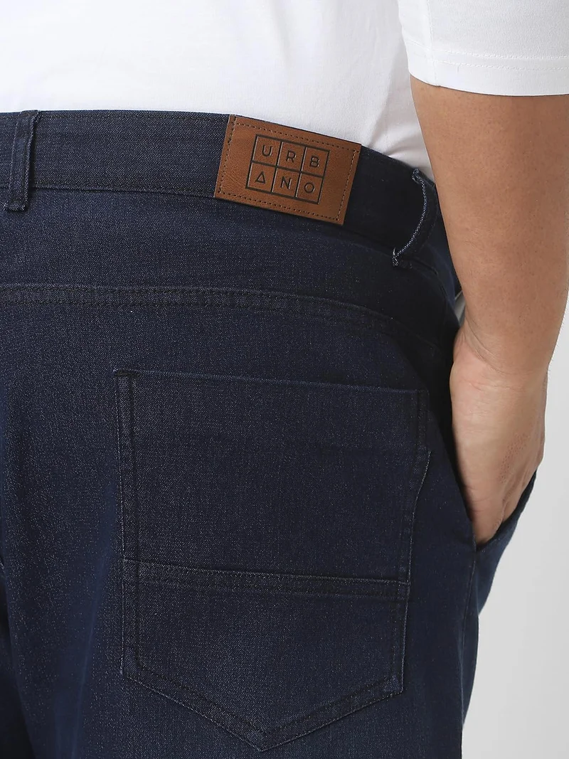 Urbano Fashion  Urbano Plus Men's Dark Blue Regular Fit Washed Jeans Stretchable  | Best Price UAE