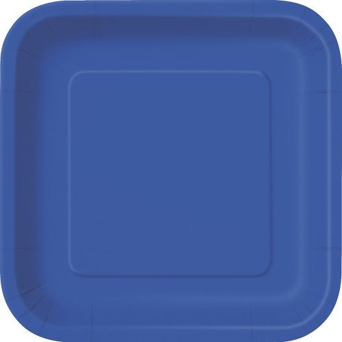 Unique Party Royal Blue Round Dessert Paper Plates - 6 7/8 in (Pack of 16) - Eco-Friendly & Disposable Tableware - Perfect for Celebrations, Weddings & Gatherings - Image 1