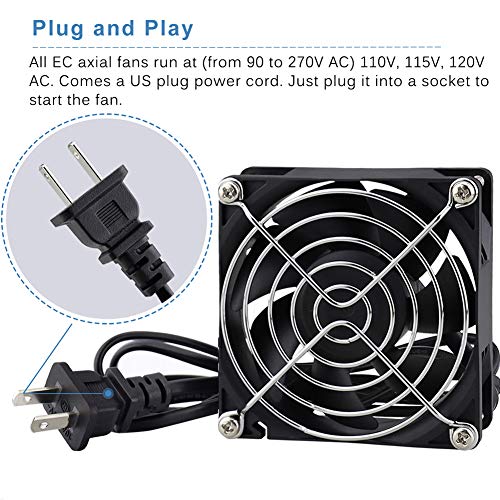 GDSTIME EC Cooling Fan 80mm x 80mm x 25mm AC 110V 115V 120V 220V 240V Dual Ball Bearing - Image 2