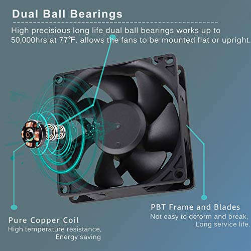 GDSTIME EC Cooling Fan 80mm x 80mm x 25mm AC 110V 115V 120V 220V 240V Dual Ball Bearing - Image 5