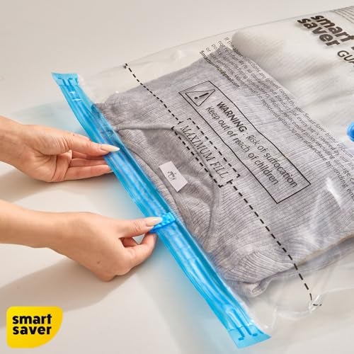 Smart Saver Polypropylene Vacuum Compression Bags|Vacuum Storage Bags|Vacuum Bags For Travel|Space Saver Vacuum Bags(Standard(2-S,2-M,1-L,)+ Electric&Manual Pump),White - Image 4
