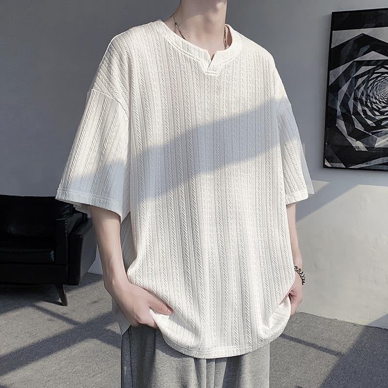 Ice Silk V-Neck Short-Sleeved T-Shirt Men'S 2024 Summer Fashionable Planky Handsome Half-Sleeved Loose Men'S Casual T-Shirt New Style Top - Image 4