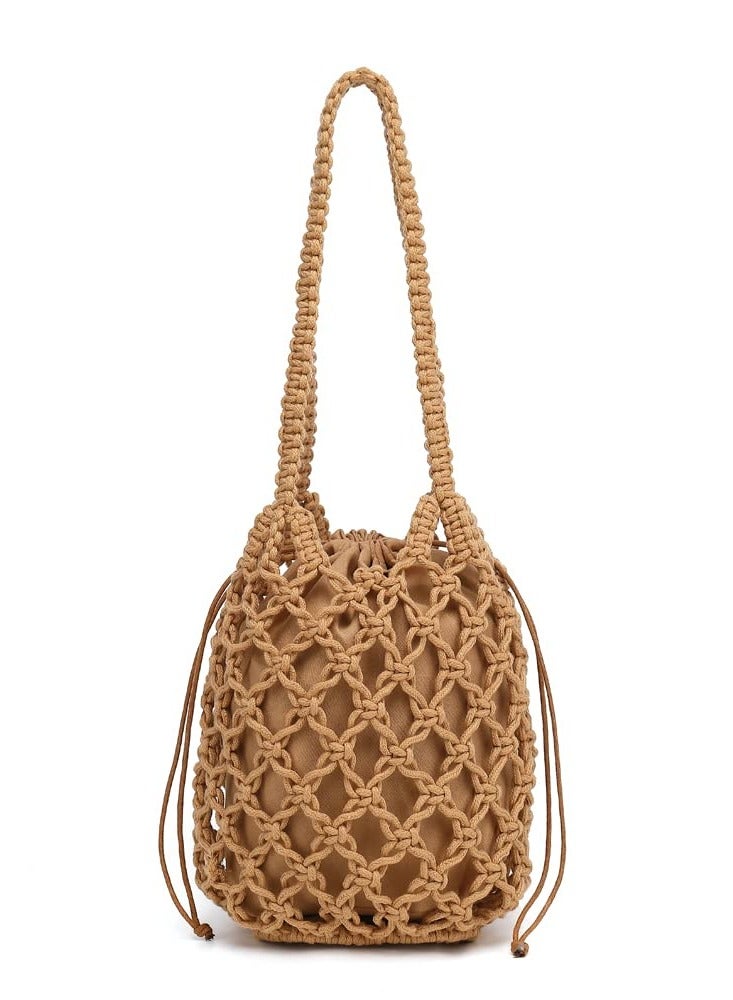 Excefore Woven Bucket Handbag for Women for Summer Travel Beach - Image 1