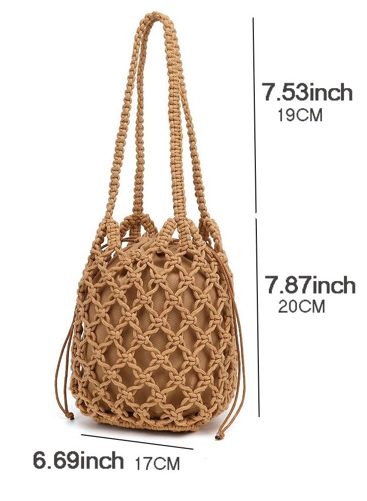 Excefore Woven Bucket Handbag for Women for Summer Travel Beach - Image 3