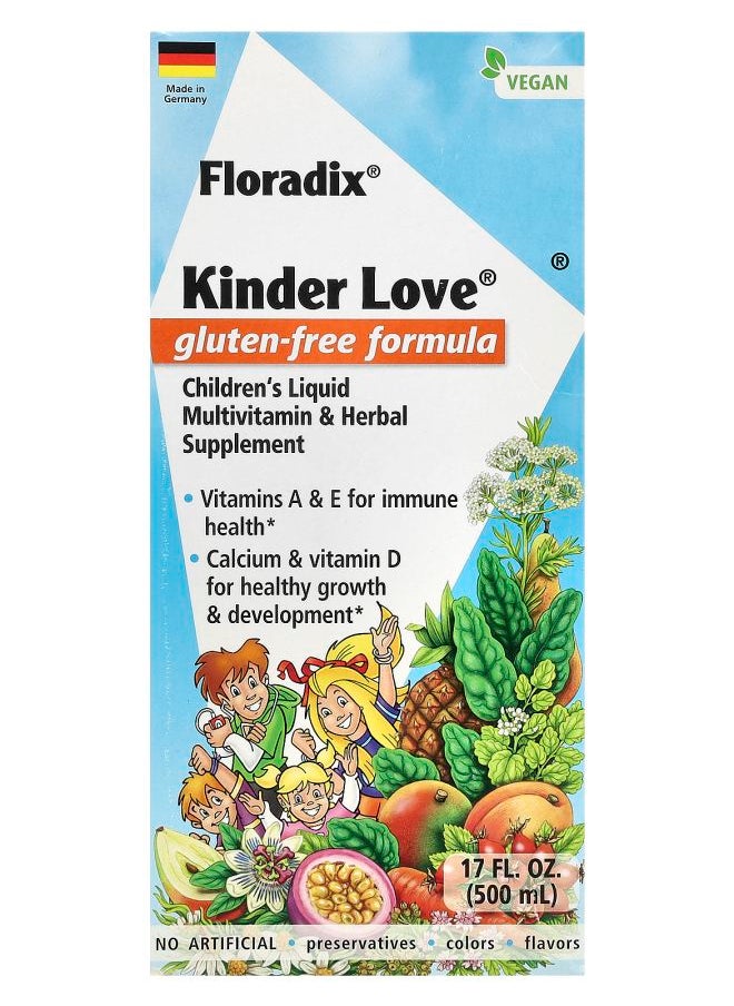Floradix - Kinder Love® Children's Liquid Multivitamin and Herbal Supplement 17 fl oz (500 ml) - Image 1