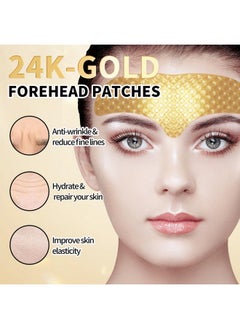 ROUSE 24K Gold Forehead Antiwrinkle Patch15 Pcs Collagen Forehead Lines Mask Forehead Frown Wrinkles Pads Tzone Patches Smooth Forehead Strips Moisturizing  - Image 3