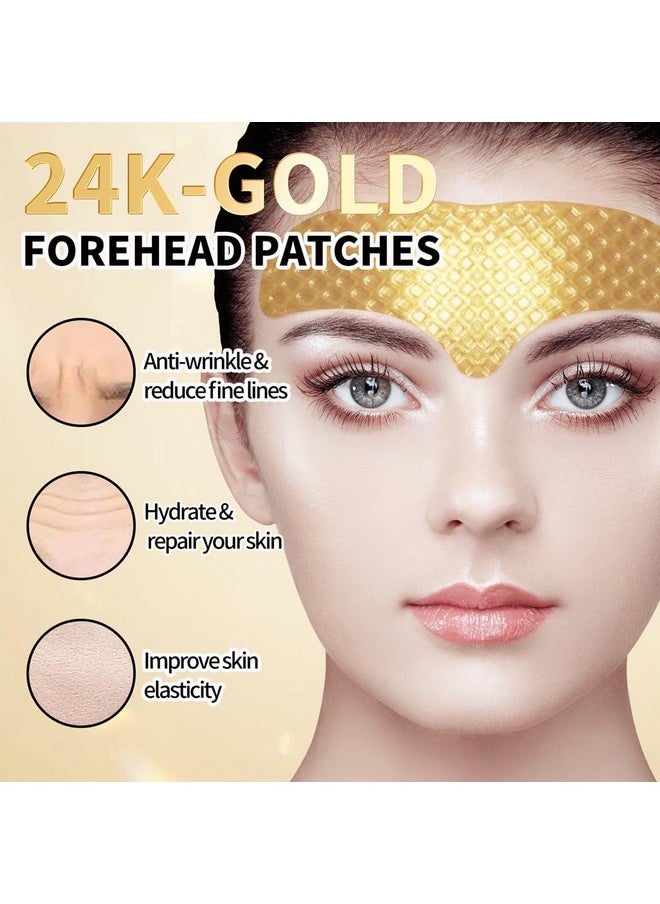 ROUSE - 24K Gold Forehead Antiwrinkle Patch15 Pcs Collagen Forehead Lines Mask Forehead Frown Wrinkles Pads Tzone Patches Smooth Forehead Strips Moisturizing - Image 1
